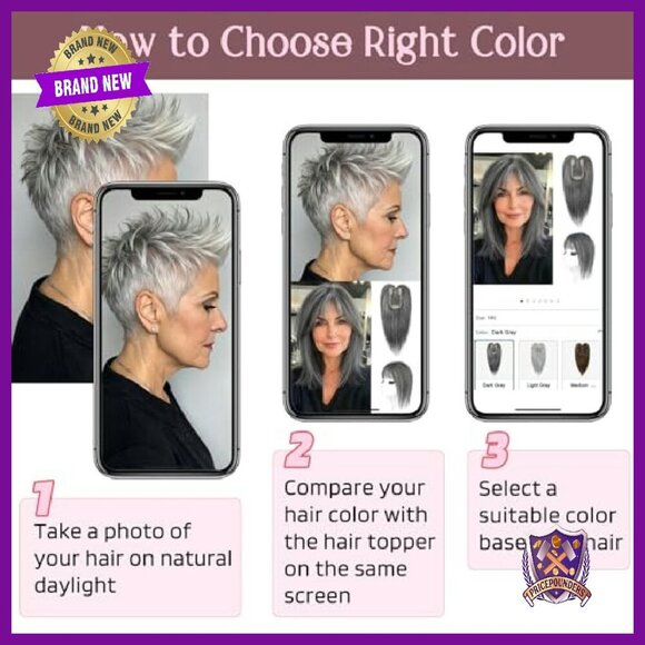 Real Human Hair Topper with Bangs 4x2.5in Lace Base for Thinning Hair